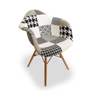 SILLA ESTILO EAMES DAW PATCHWORK BLANCO Y NEGRO