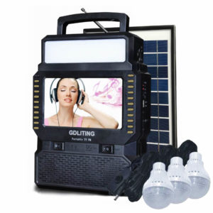 Reproductor Multimedia TV/FM/MP4/LED/POWER BANK con sistema de Carga Solar