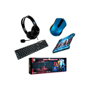 K20 Combo Gamer Kit 4EN1 Teclado+Mouse+Audífonos+Pad Mouse